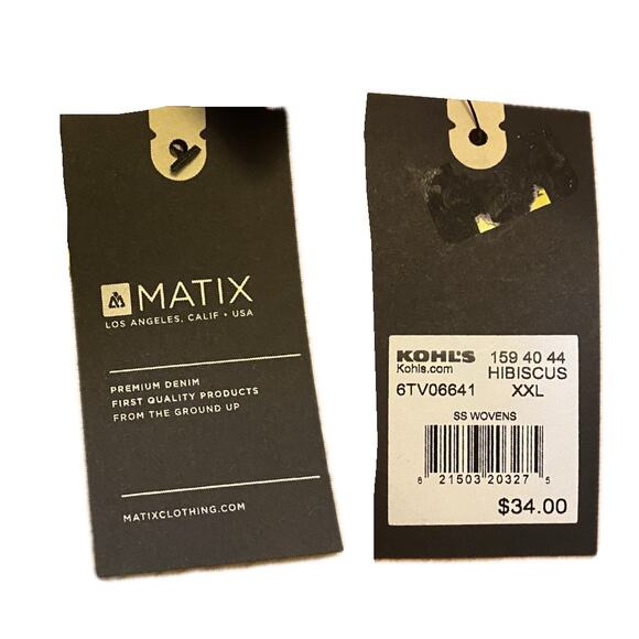 NWT Dark Blue & Orange Hibiscus Print Button Down Shirt (XXL) - Picture 6 of 8